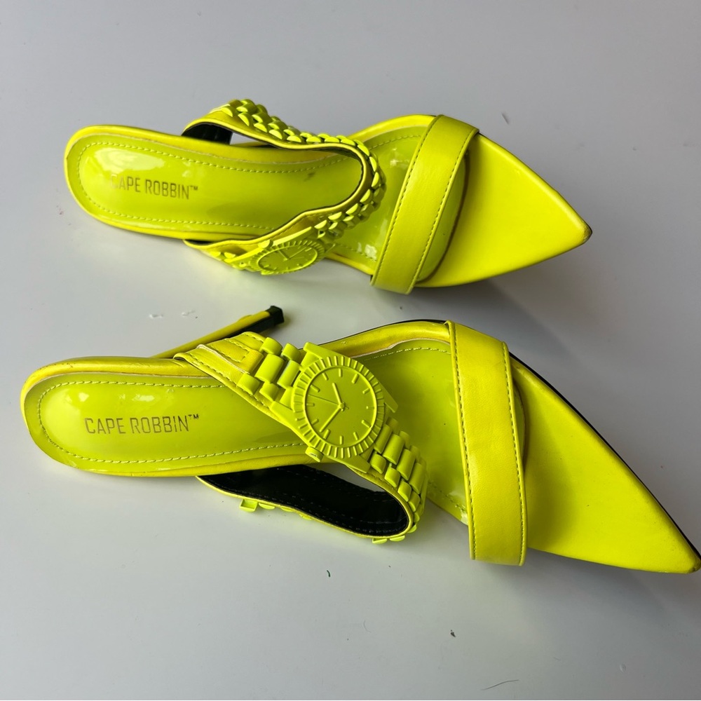 Cape Robbin Neon Yellow Watch-Strap Women's Sky High Heel Sandals Sz 7 - Picture 7 of 13